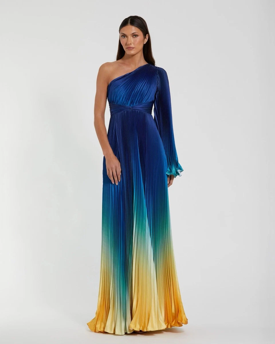 purple semi formal dress plus size Long V-Neck Formal Dress with Pleated Bodice– PromGirl
