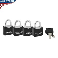 Covered Solid Body Padlocks 4 Pack Keyed Alike Steel Shackle Security Locks