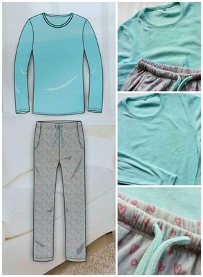 Homewear- Anzug Hausanzug 2 teilig Fleece Kuschelig Türkis Mint Größe S (36/38)
