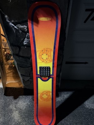 Double wide Orange Yellow Blue Snowboard with Blue Border 4x4 Binding Mount 