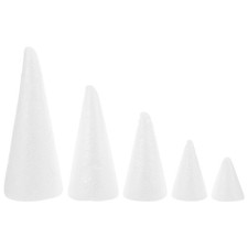 5 Pcs White Foam Cones Unfinished for Handmade Cone Shape Ornaments
