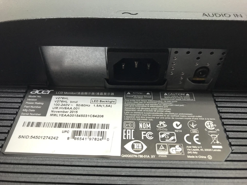 Acer V276HL bmd 27" Widescreen LED-Backlit LCD Monitor No cables No Stand Tested - Image 4 of 4