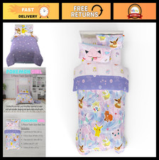 Pok mon Kids Twin Bedding Set   5 Piece Comforter  Sheet Set, Soft Eevee, Pikac