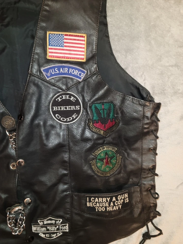 Chaleco chaqueta moto parche cuero vintage talla XL Foto 3 de 4