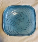 Vintage Murano Art Glass Bowl Blue With Gold Dust Swirl