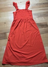 Old Navy Fit And Flare Smocked Maxi Dress Women XL Tall Orange