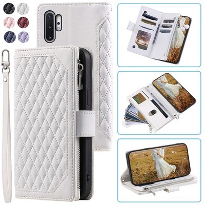 For Samsung Note 10 Pro Luxury Rhombic Wallet Case,Leather Zipper Flip Card Case