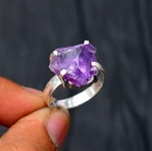 Elegan Amethyst Rough Gemstone925 Sterling Silver Handmade Ethnic Jewelry Ring 7