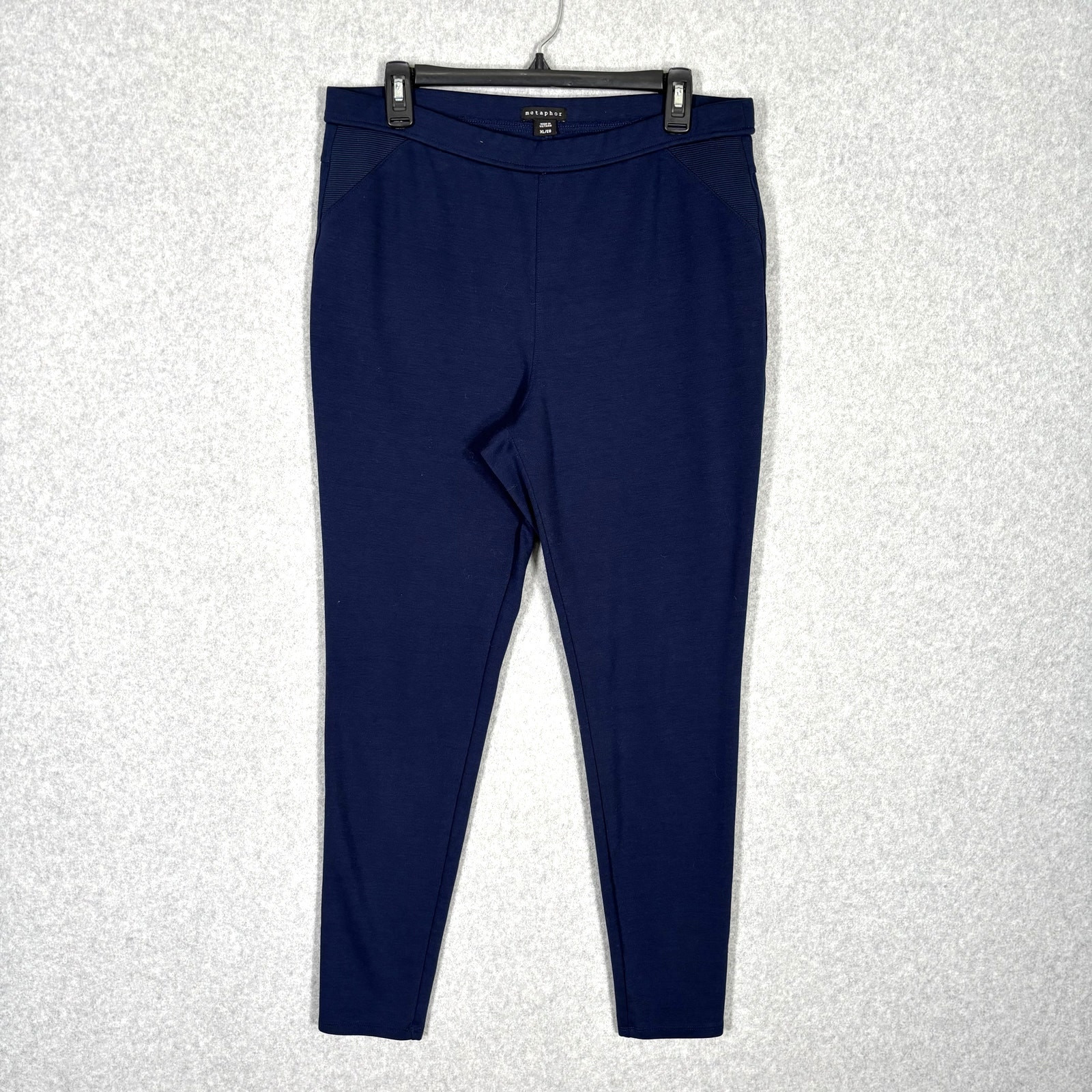 Metaphor Leggings Women XL Navy Knit Thick Ponte Elastic Waist High Rise Ankle