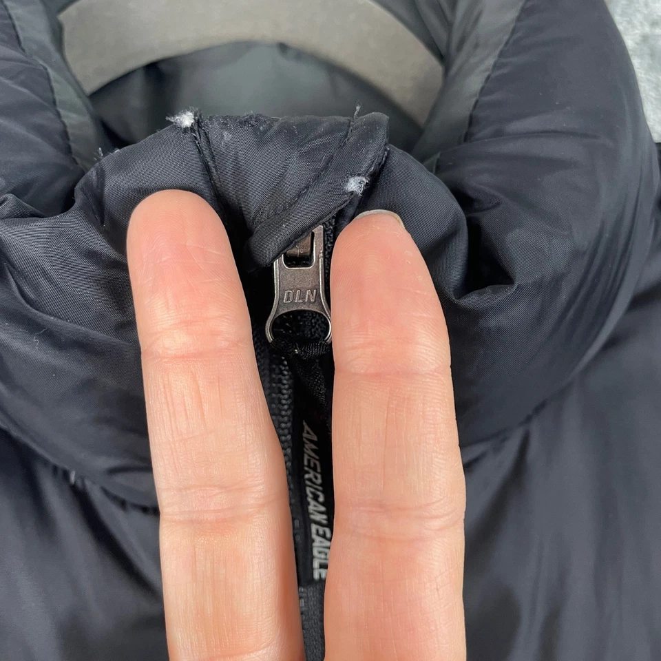 Chaleco American Eagle Puffer Burbuja Para Hombres Pequeño Negro Plumón Relleno Gorpcore Exterior Foto 3 de 4