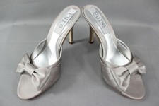 BNIB PURE BY DIANE HASSALL GREY SILK HEELED LEATHER BRIDAL SHOES: SIZES 2 - 5.5