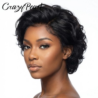 Pixie Cut Echthaar Perücke 13x4 Lace Frontal kurz lockig brasilianisches Naturhaar