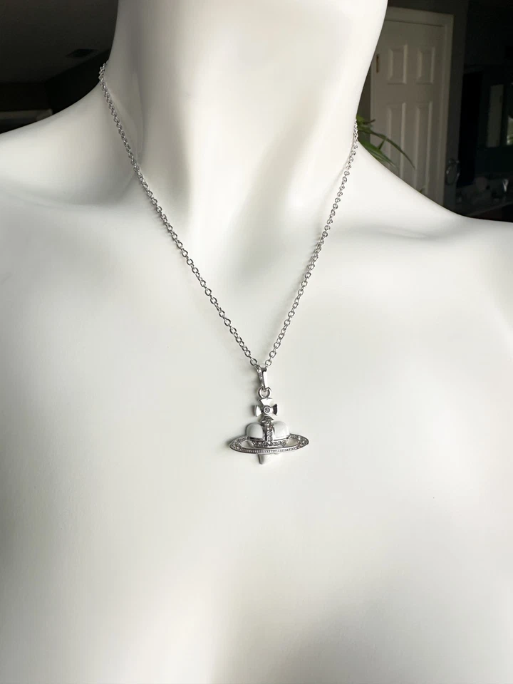 Vivienne Westwood 3D новый белый сердце серебро ожерелье цепочка - Изображение 3 из 4