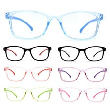 Kids Narrow Rectangle Horned Rim 100 Blue Light Flitering Computer Glasses