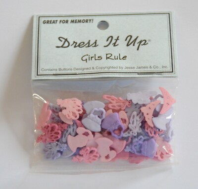 Girls Rule / Dress It Up Buttons / Mini Flat Back Crowns, Purses, Ballet