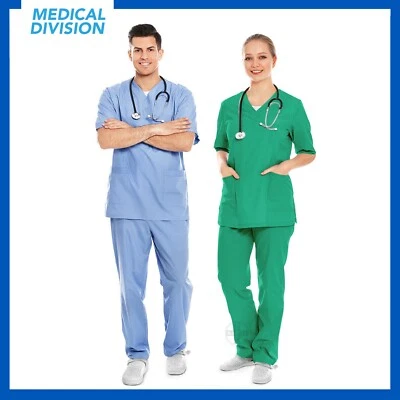 Divisa Sanitaria completa in cotone 100% scollo a V per medico infermiere oss