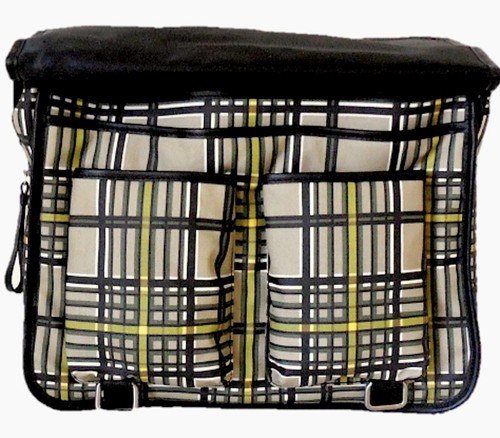 New BODHI Messenger Bag Tan Plaid Leather Trim Large Retail $498.00 - Picture 3 of 9