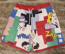 Vintage Whaam Pow Red Shorts Retro 90s Reversible Beach Jams Made in USA 0526