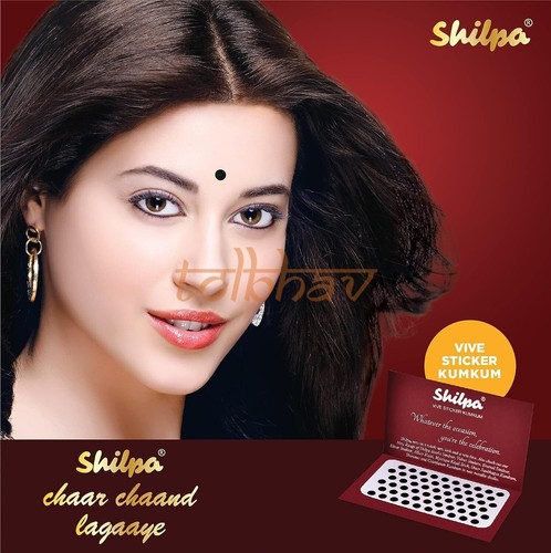Shilpa Vive Sticker Kumkum Bindi Tattoos Size 2, 2.5, 3, 4, 5, 6, 7, 8 Black New - Picture 16 of 43