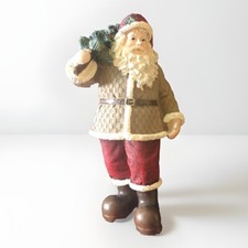 Rustic Old World Folk Art Santa Claus Glitter Figurine-Holiday Christmas
