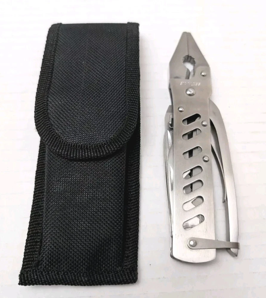 Multi Tool w/ Pouch Pliers Knife Bottle Opener Serrated Sawblade Screwdrivers a3