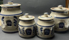 Set Of 4 Westerwald Salt Glazed Stoneware Heinz 57 Canister Set Crock Grey Blue