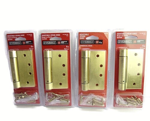 (4) 4" Adjustable Spring Hinges Brass Finish Commercial Everbilt 290 807 (B72) - Picture 1 of 3