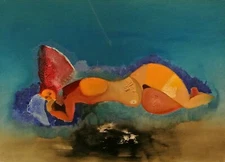 The Little Mermaid: oil painting on canvas panel (19" x 27")