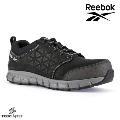 Reebok R1036 Excel Light S3 SRC schwarz Leder Composite Zehenkappe Sicherheit Turnschuhe
