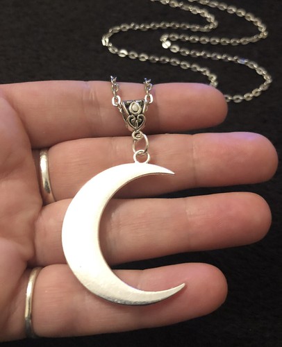 Large Crescent Moon Horn Necklace Long 