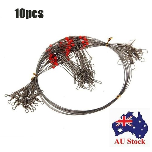 Rolling Swivels Fishing Wire Line Leader Trace With Snap Safety Snaps ...