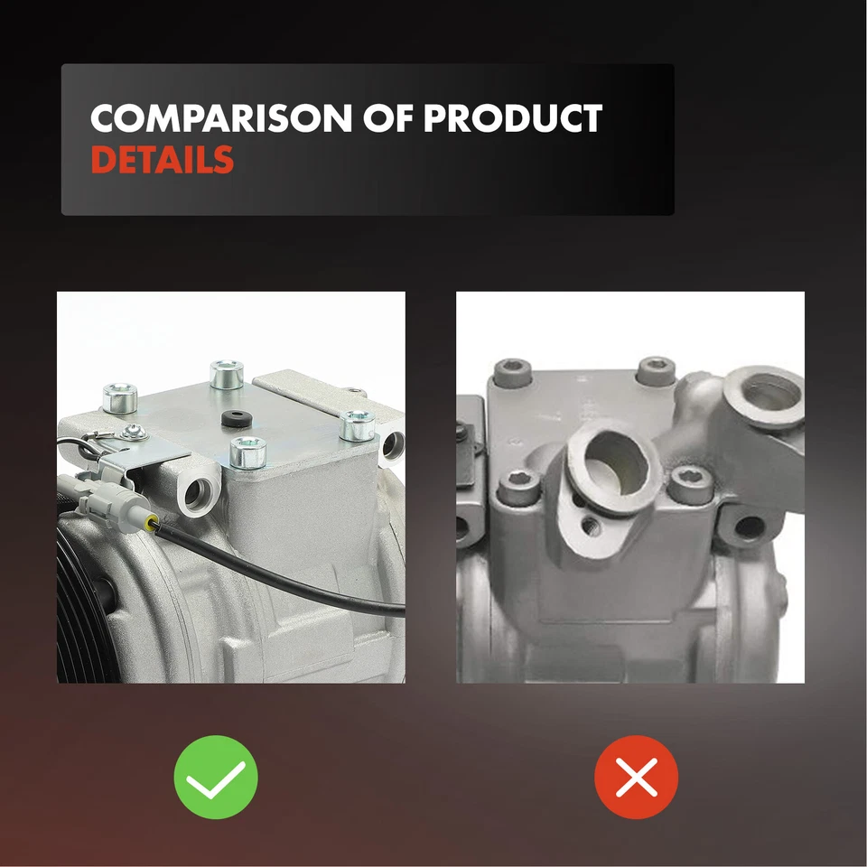 AC Compressor with 6-Groove Pulley for Toyota Corolla 1998 1999-2002 1.8L Sedan - Image 2 of 4