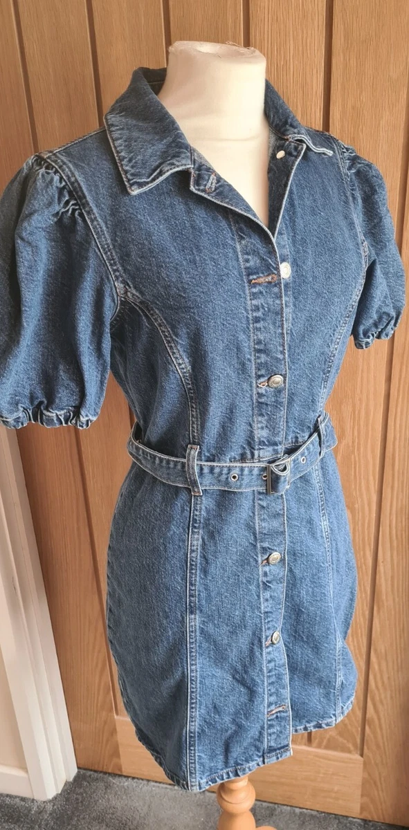 topshop denim button thru belted dress size 10 Great for Chilly