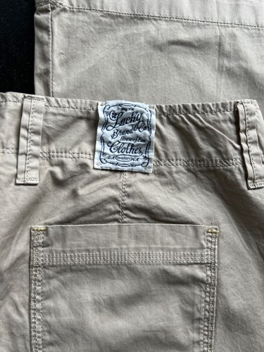 Lucky Brand EMBROIDERED Relax Fit Pants Regular Inseam Beige Size 27 - Picture 9 of 10