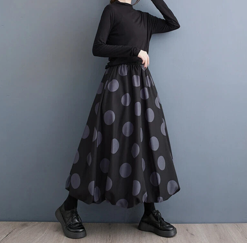 Ladies Urban Street Chic Arty Boho Pagen Polka dot Spot Edgy Ladies Skirt 10 12 - Picture 12 of 12