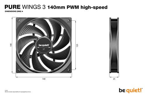 be quiet ! Pure Wings 3 140 mm PWM haute vitesse, ventilateur - Photo 2/5