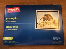 Staples Photo Plus Gloss Inkjet Photo Paper 60 sheets 4x6  648177 - Ships Free 