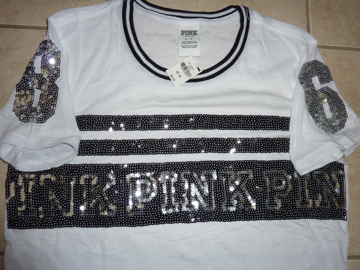 Tee-shirt Victoria's Secret PINK à Paillettes (sequin) - Col Ras Du Cou - Neuf Avec étiquettes