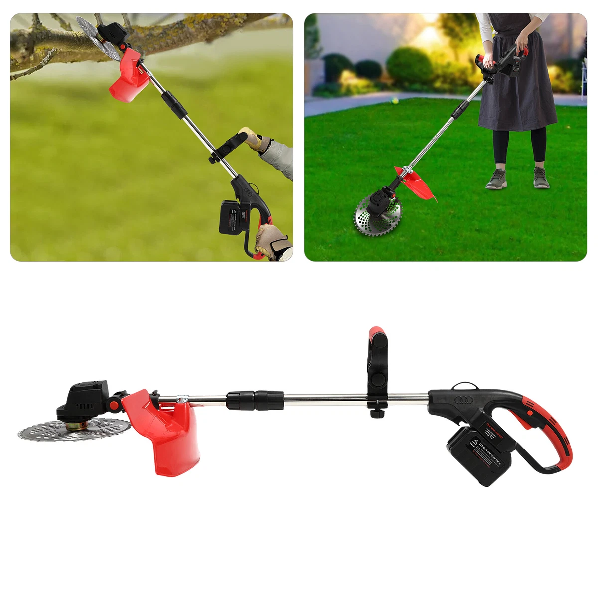 1800W Electric Whipper Snipper Cordless Grass Trimmer Lawn Strimmer 2 Battery