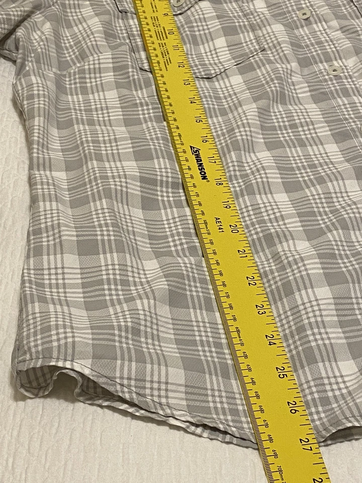 Camisa Guía EDDIE BAUER Gris Blanco Botón Manga Cuadros Talla Grande Mujer Foto 4 de 4