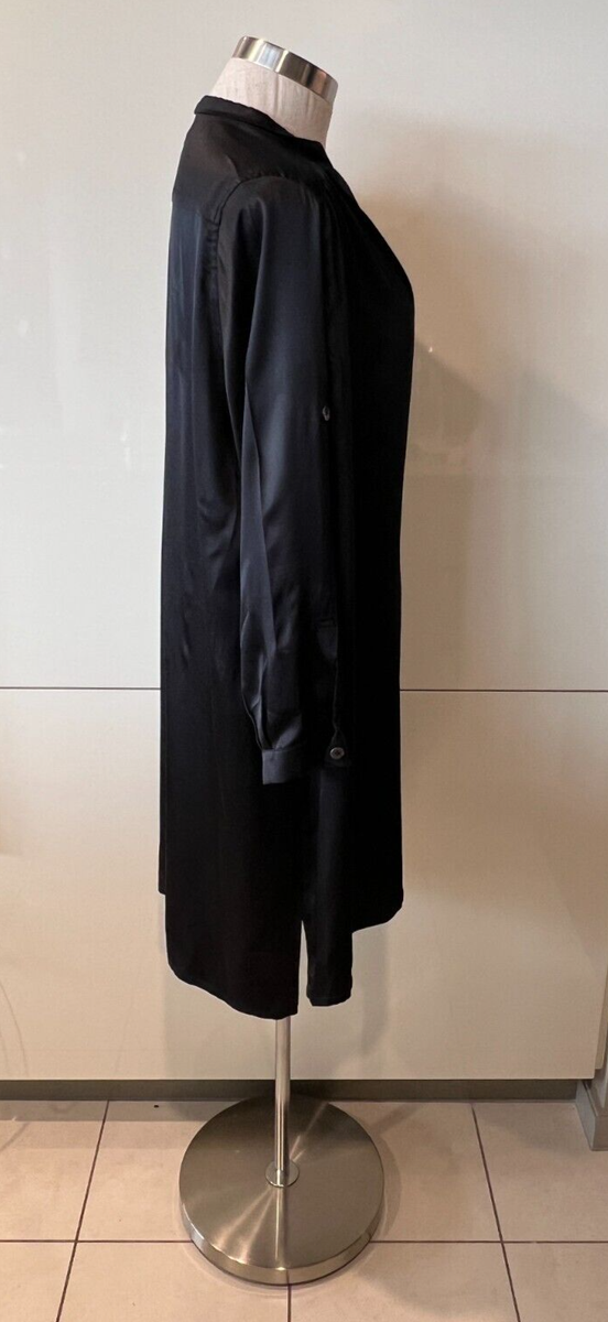 Ann Demeulemeester Black Silk Satin, Tab Sleeve, Belted Ann Demeulemeester Black Silk Satin, Tab Sleeve, Belted