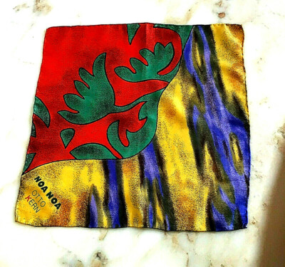 NOA NOA, Otto Kern, Pure Silk Pocket Square, Hand Rolled 1990, Like New 35 x 35 