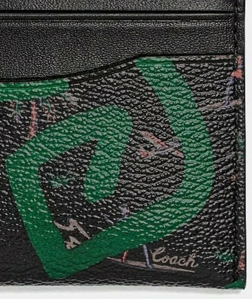 Estuche delgado para tarjetas de identificación de lona recubierta COACH x KEITH HARING 'Hula Dance' negro ¡NUEVO CON ETIQUETAS! Foto 2 de 4