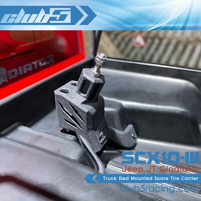 Truck Bed Mounted Spare Tire Carrier For Axial SCX10 III Jeep JT Gladiator