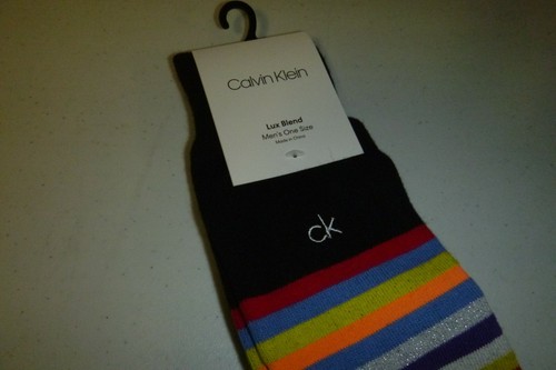 calvin klein mens metallic rainbow LUXURY rayon wool knit designer dress socks - Picture 6 of 8