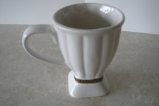 ROSCHER HOBNAIL COFFEE MUG CUPS - WHITE & GOLD - SET OF 4