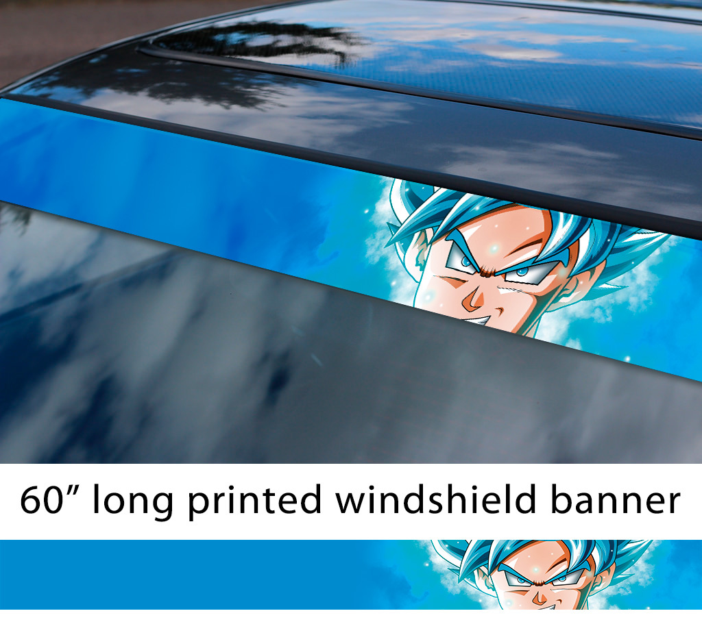 60" Dragon Goku Blue DB Z God Manga Strip Printed Windshield Vinyl Sticker Decal