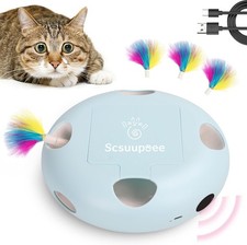 2-in-1 Recharable Interactive Cat Toy, Smart Sensor -Up Feather Toy
