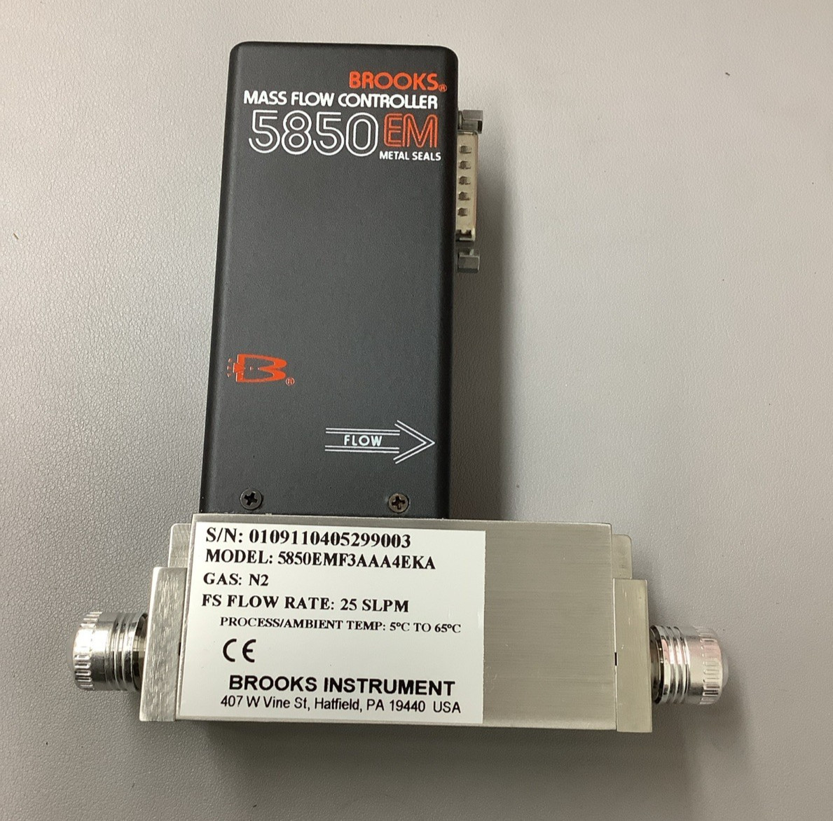 Brooks 5850EMF3AAA4EKA Mass Flow Controller 25SLPM N2 *NO SOLENOID* (r65)