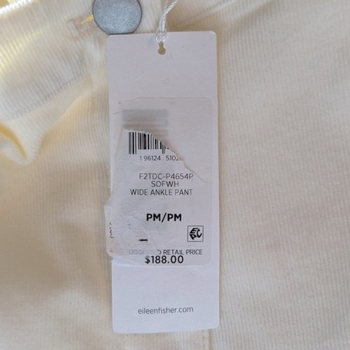 NWT Eileen Fisher cream Organic Cotton Stretch Corduroy Wide-Leg Pant, MP - Picture 12 of 13